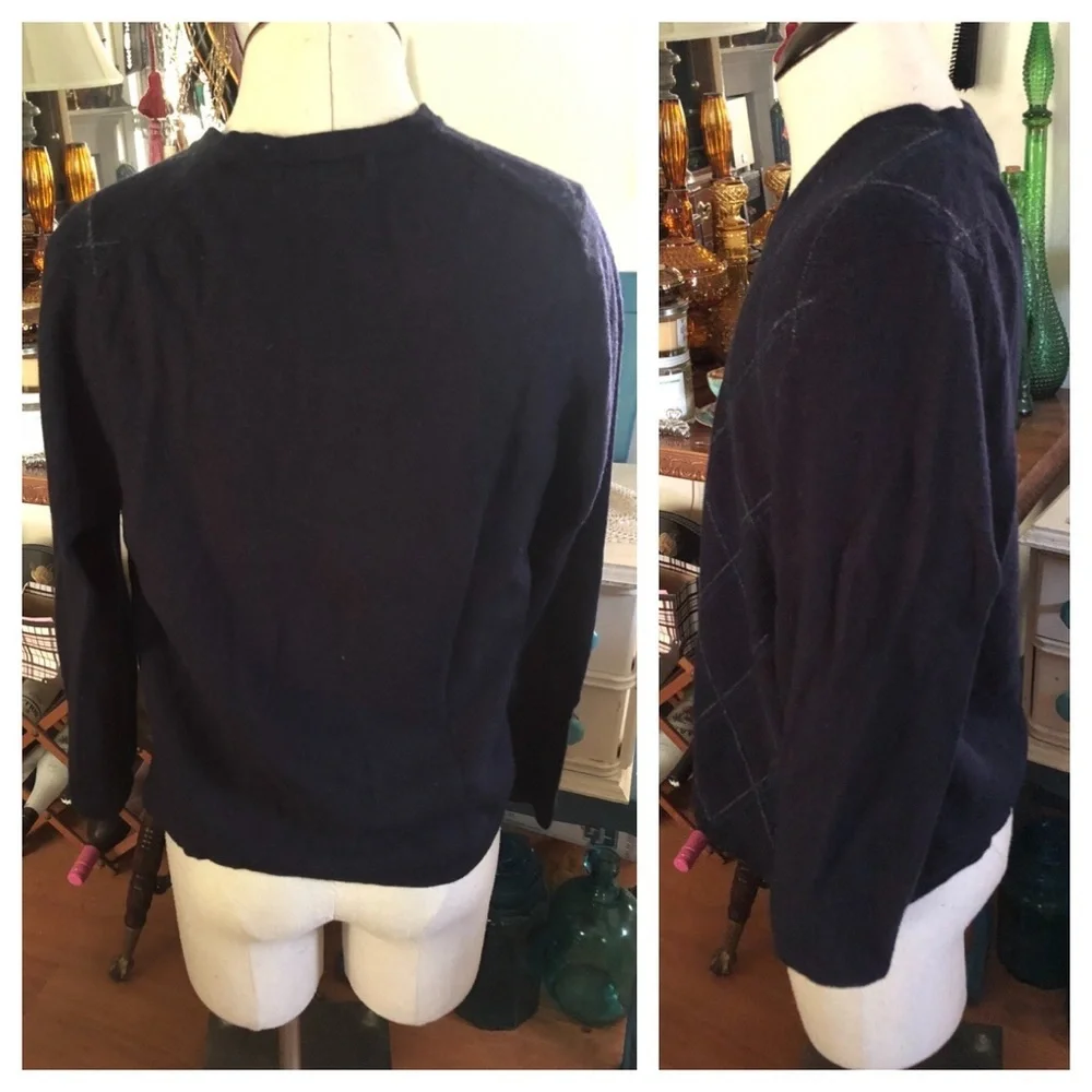 Blue Argyle Wool Sweater